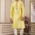 Men's yellow plain banarasi art silk straight kurta with without lining
