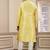 Men's yellow plain banarasi art silk straight kurta with without lining