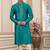 Men's teal green plain banarasi art silk straight kurta with without lining