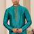 Men's teal green plain banarasi art silk straight kurta with without lining