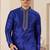 Men's blue plain banarasi art silk straight kurta with without lining