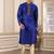 Men's blue plain banarasi art silk straight kurta with without lining