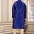 Men's blue plain banarasi art silk straight kurta with without lining
