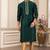 Men's green plain banarasi art silk straight kurta with without lining