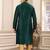 Men's green plain banarasi art silk straight kurta with without lining
