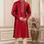 men's maroon plain banarasi art silk straight kurta pajama with without lining