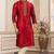 Men's maroon plain banarasi art silk straight kurta with without lining