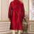 Men's maroon plain banarasi art silk straight kurta with without lining