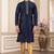Men's blue plain banarasi art silk straight kurta with without lining