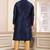 Men's blue plain banarasi art silk straight kurta with without lining