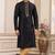Men's black plain banarasi art silk straight kurta with without lining