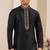 Men's black plain banarasi art silk straight kurta with without lining