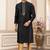 Men's black plain banarasi art silk straight kurta with without lining