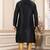 Men's black plain banarasi art silk straight kurta with without lining