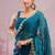Teal soft burberry silk with embroidery and real mirror hand work saree with blouse
