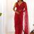 Red butterfly net with embroidered thread work saree with blouse