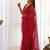 Red butterfly net with embroidered thread work saree with blouse