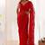 Red butterfly net with embroidered thread work saree with blouse