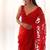 Red butterfly net with embroidered thread work saree with blouse