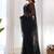 Black butterfly net with embroidered thread work saree with blouse