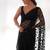 Black butterfly net with embroidered thread work saree with blouse
