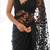 Black butterfly net with embroidered thread work saree with blouse