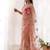 Peach butterfly net with chain stitch embroidered work saree with blouse