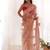 Peach butterfly net with chain stitch embroidered work saree with blouse