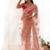Peach butterfly net with chain stitch embroidered work saree with blouse