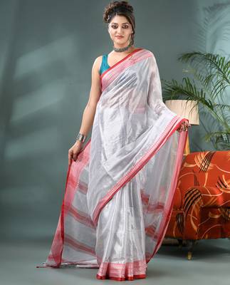 Desh bidesh cotton silk handloom saree, tissue silk with blouse piece saree with blouse piece 1