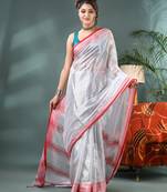 Desh bidesh cotton silk handloom saree, tissue silk with blouse piece saree with blouse piece