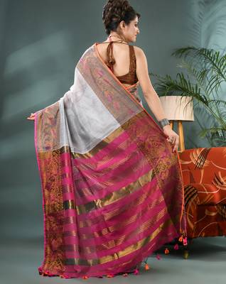 cotton silk banarasi sarees,silk kanjivaram handloom cotton saree with blouse piece 2