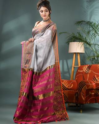 cotton silk banarasi sarees,silk kanjivaram handloom cotton saree with blouse piece 3