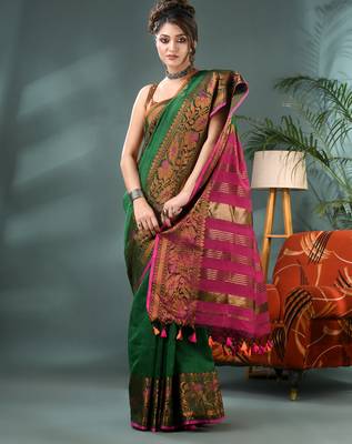 cotton silk banarasi sarees,silk kanjivaram handloom cotton saree with blouse piece 1