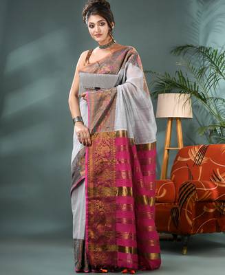 cotton silk banarasi sarees,silk kanjivaram handloom cotton saree with blouse piece 4