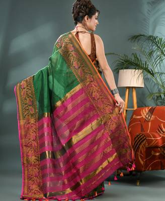 cotton silk banarasi sarees,silk kanjivaram handloom cotton saree with blouse piece 2