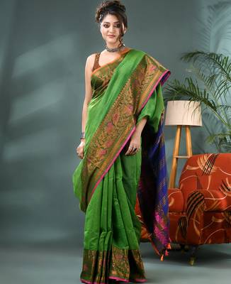 cotton silk banarasi sarees,silk kanjivaram handloom cotton saree with blouse piece 1