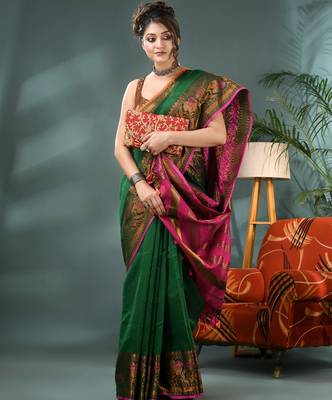 cotton silk banarasi sarees,silk kanjivaram handloom cotton saree with blouse piece 4