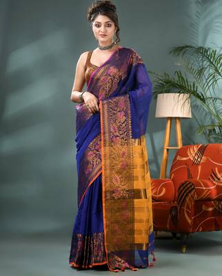 cotton silk banarasi sarees,silk kanjivaram handloom cotton saree with blouse piece 1