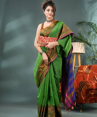 cotton silk banarasi sarees,silk kanjivaram handloom cotton saree with blouse piece 4