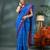Blue bengali cotton handloom tant saree