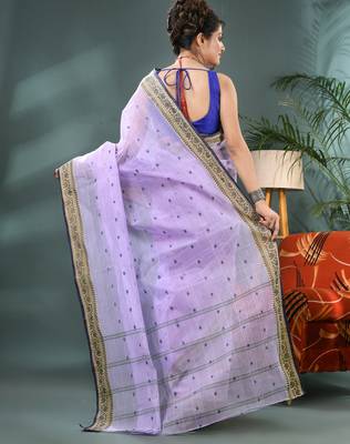 Purple bengali cotton handloom tant saree 2