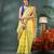 Yellow botanic design cotton handloom saree