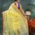 Yellow botanic design cotton handloom saree