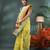 Yellow botanic design cotton handloom saree