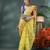 Yellow botanic design cotton handloom saree