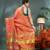 red soft linen tissue silk saree with blouse piece