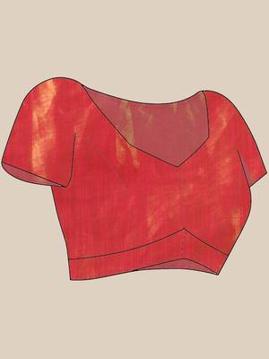 red soft linen tissue silk saree with blouse piece 5