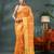 Yellow zari tribal print cotton silk saree with blouse piece