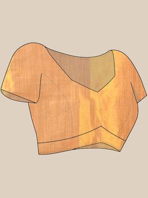 Gold soft linen tissue silk saree with blouse piece 5